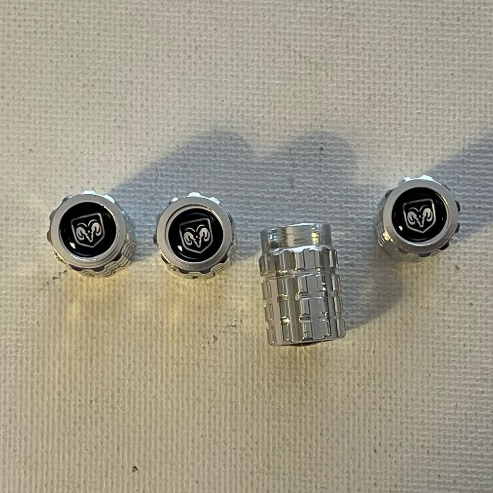 Dodge Logo Valve Stem Caps in Silver set of 4  NWT